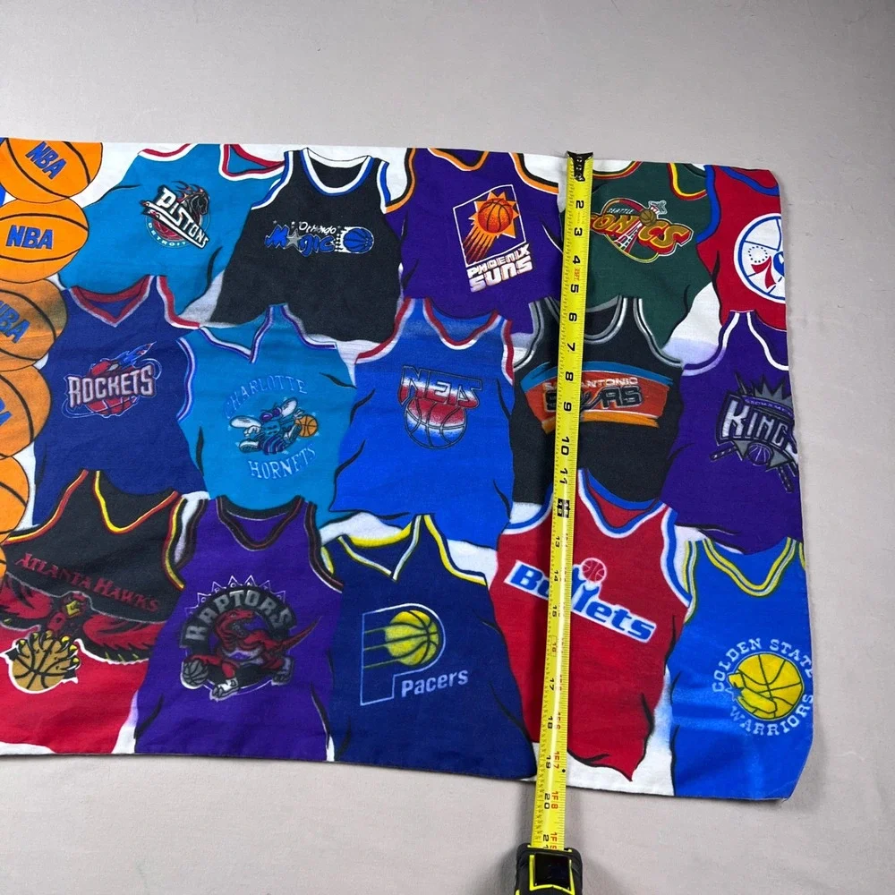 Vintage NBA All Team Jersey Print Pillowcase 90s Basketball Lakers Bulls Heat
